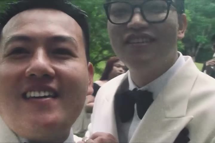 Couple celebrating together